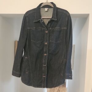 Chico's Indigo Denim Shirt Jacket. Lightweight Pair W/Cute Tee Or Hoodie. Poc